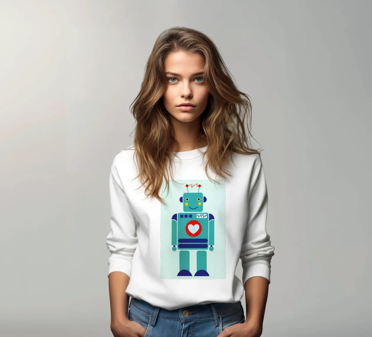 Robot with a Heart Sweatshirt von Little Flourishes