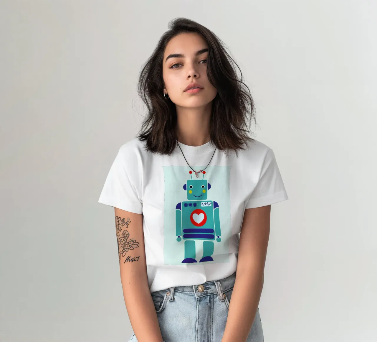Robot with a Heart t-shirt da Little Flourishes