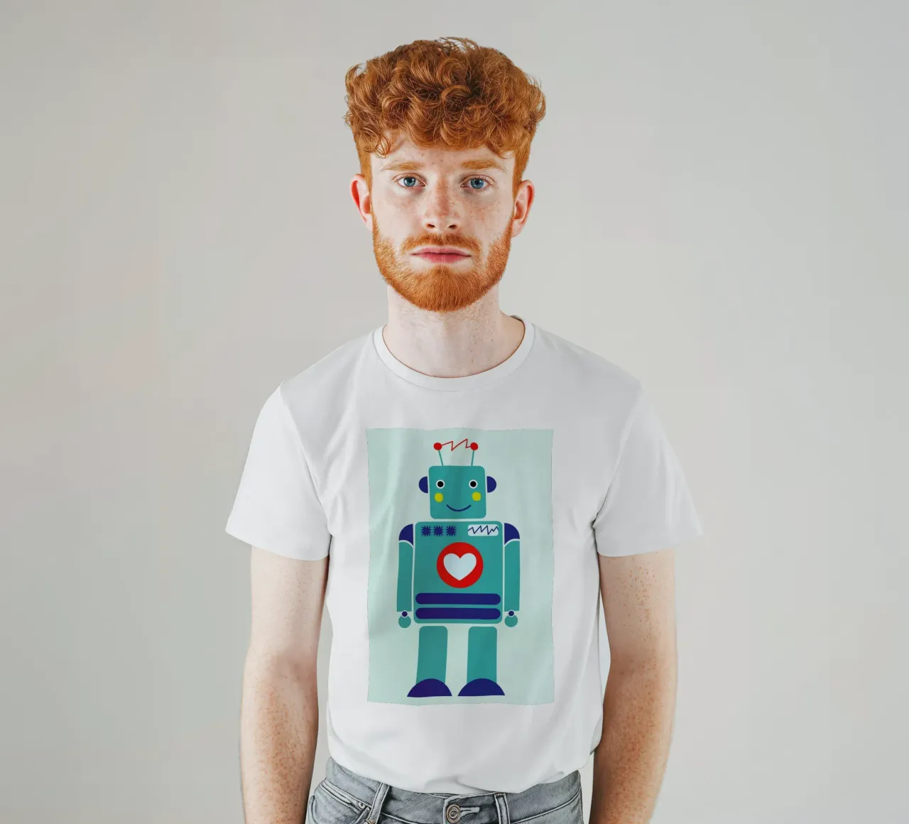 Robot with a Heart T-Shirt von Little Flourishes
