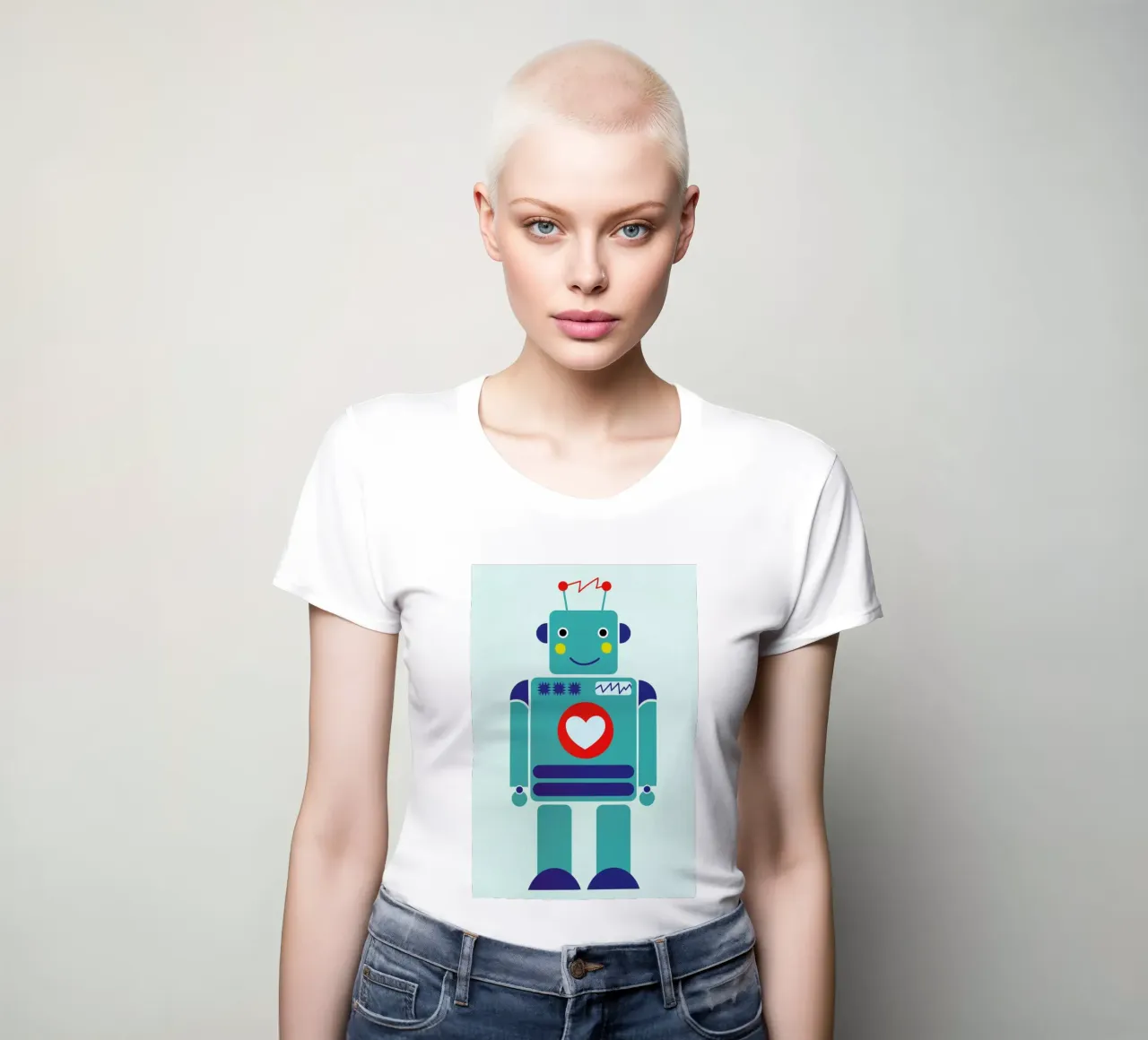 Robot with a Heart t-shirt da donna da Little Flourishes
