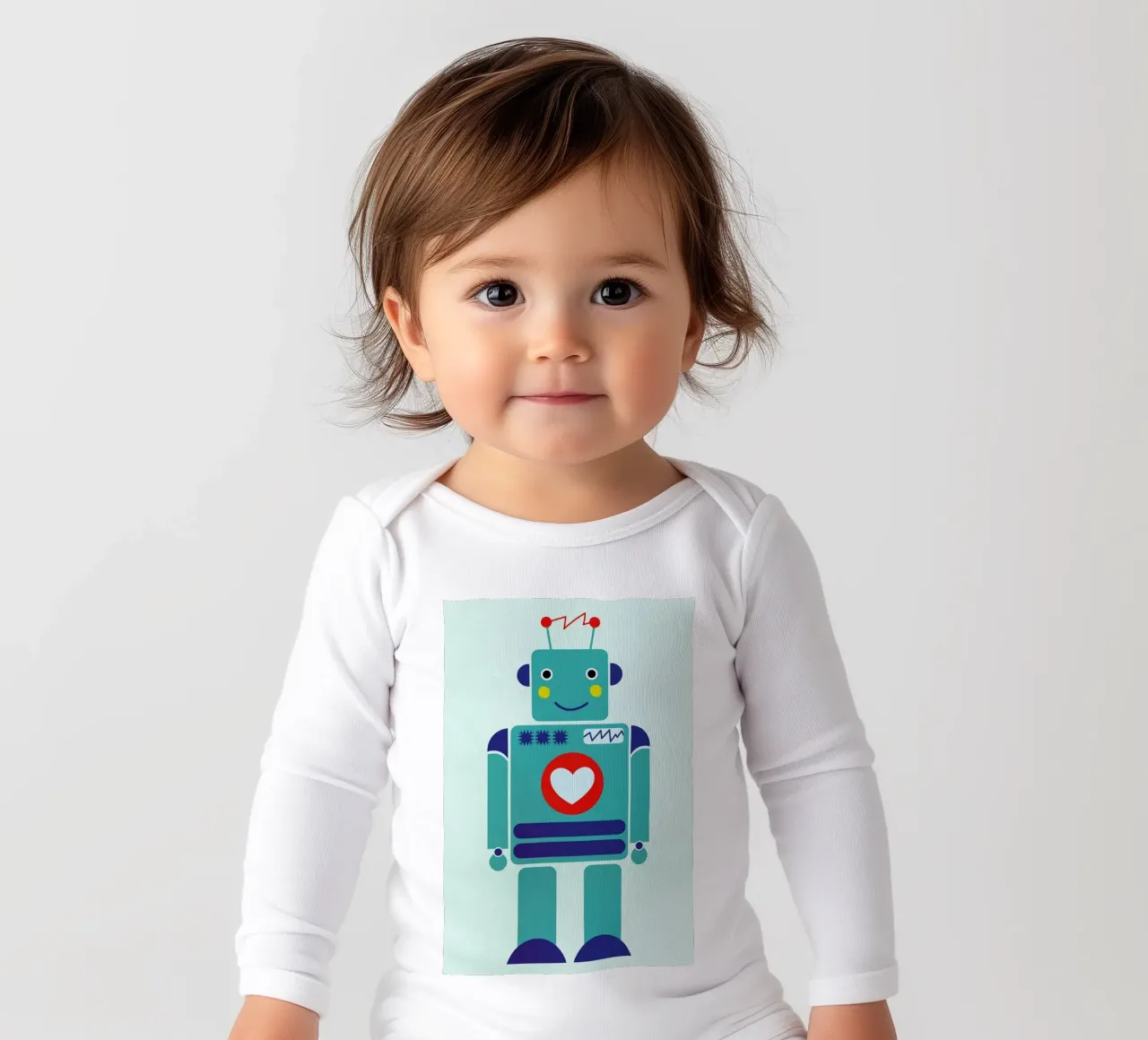 Robot with a Heart body neonato maniche lunghe da Little Flourishes