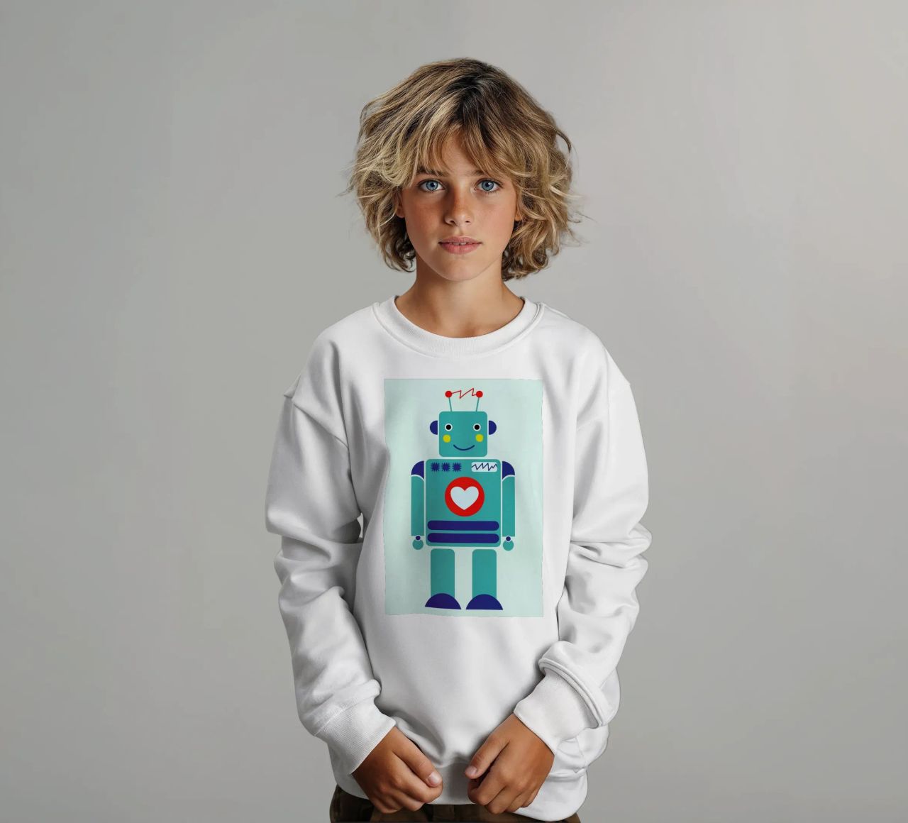 Robot with a Heart felpa bambino da Little Flourishes
