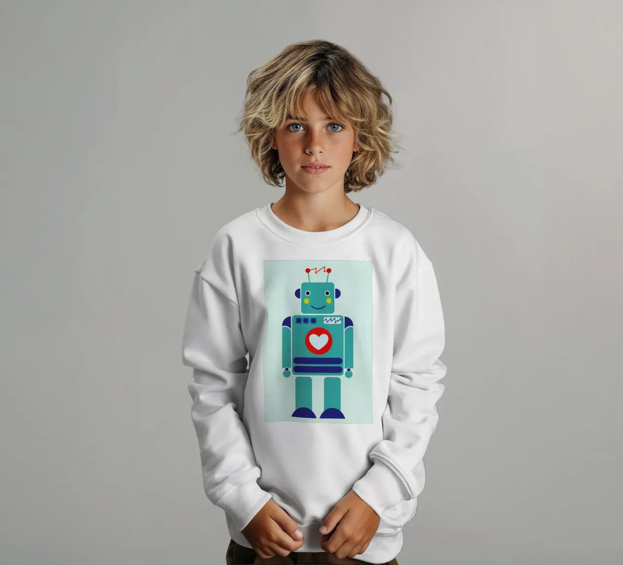 Robot with a Heart kids sweatshirt by Little Flourishes