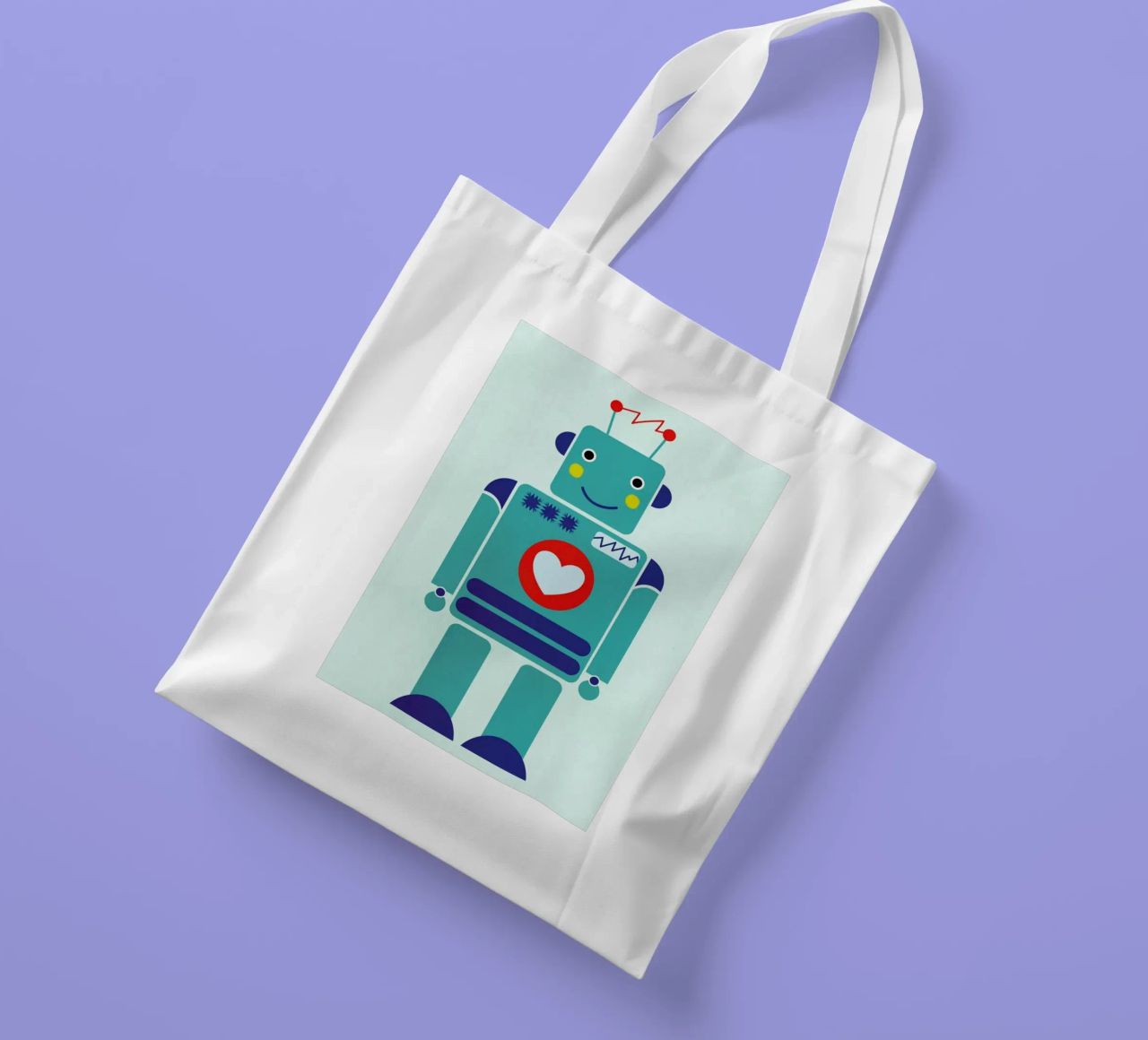 Robot with a Heart borsa in juta da Little Flourishes