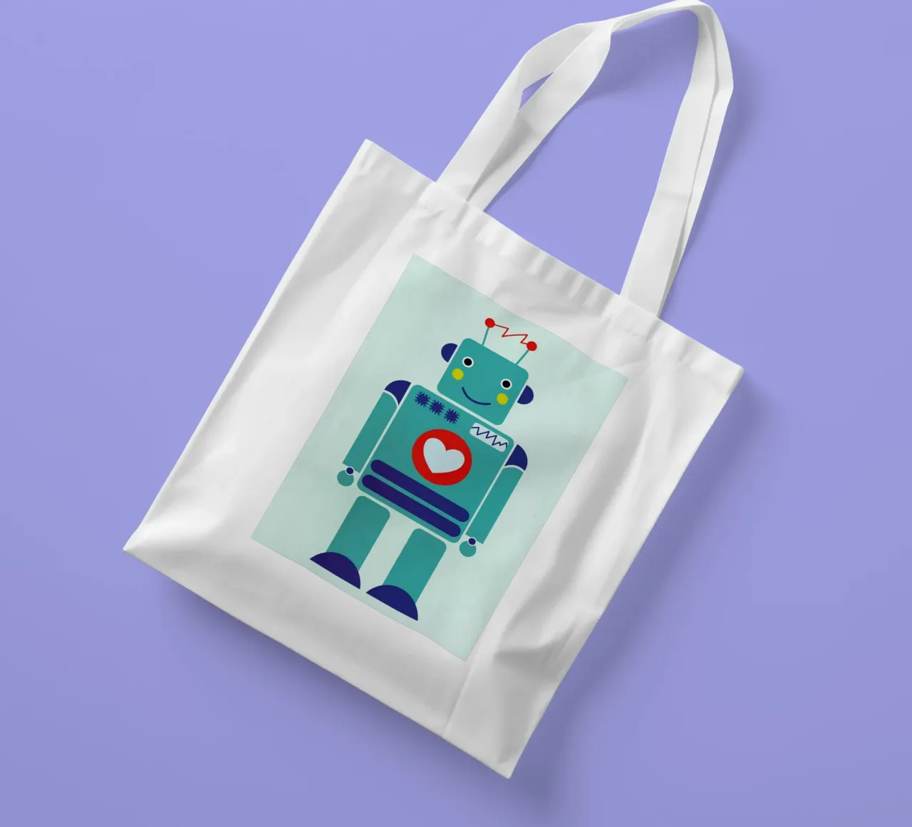 Robot with a Heart borsa in juta da Little Flourishes