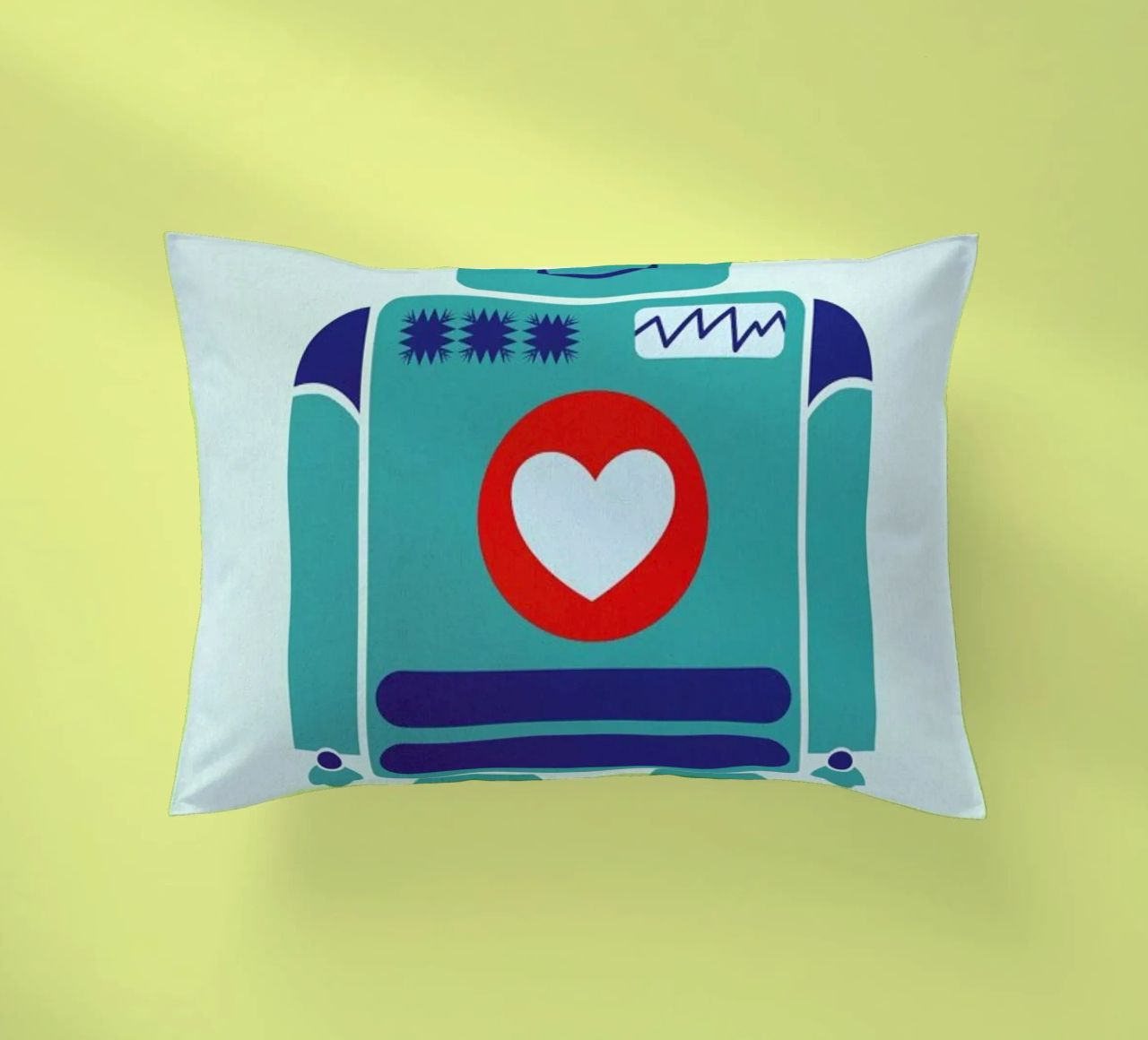 Robot with a Heart cuscino da Little Flourishes