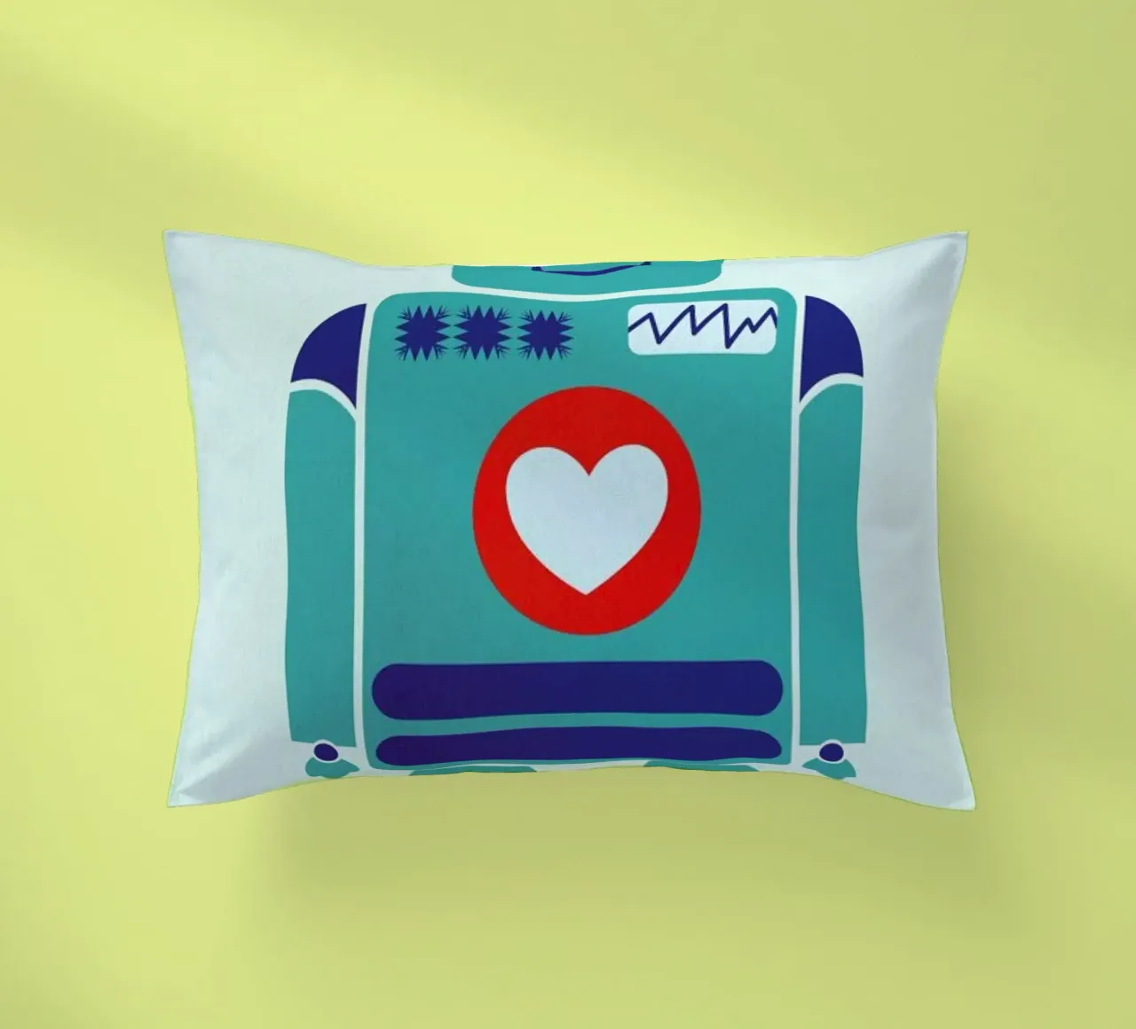 Robot with a Heart cuscino da Little Flourishes