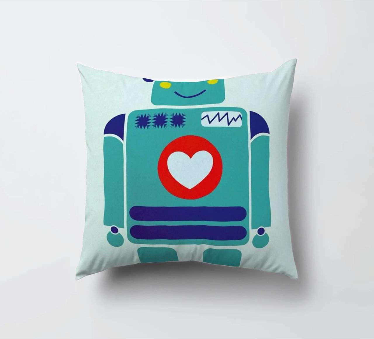 Robot with a Heart cuscino da Little Flourishes