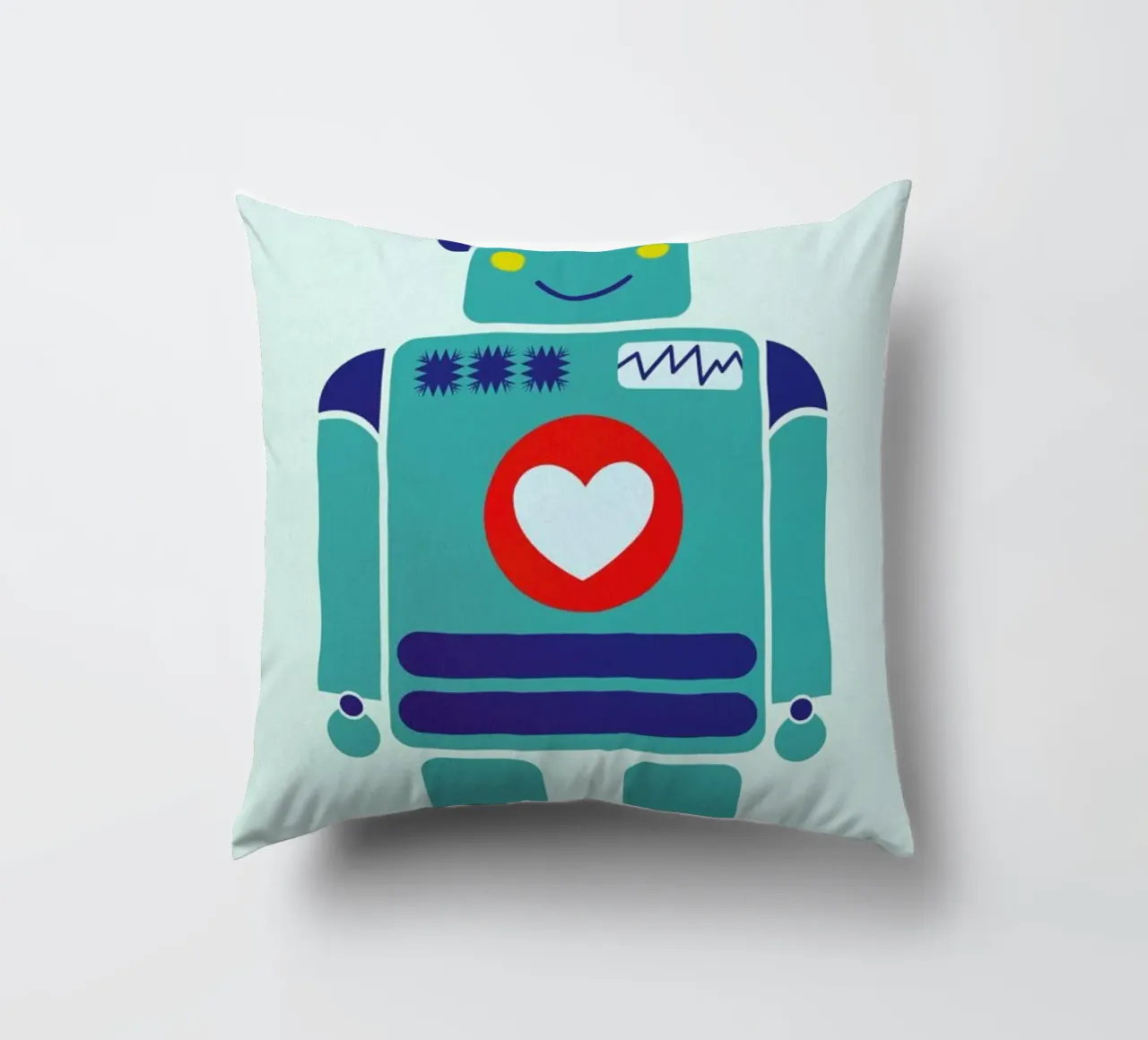 Robot with a Heart cuscino da Little Flourishes