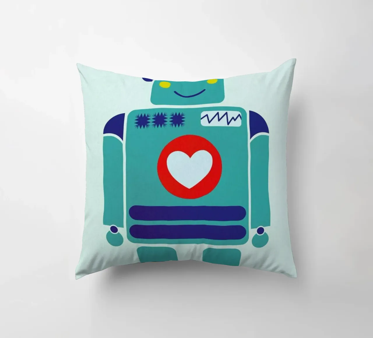 Robot with a Heart cuscino da Little Flourishes