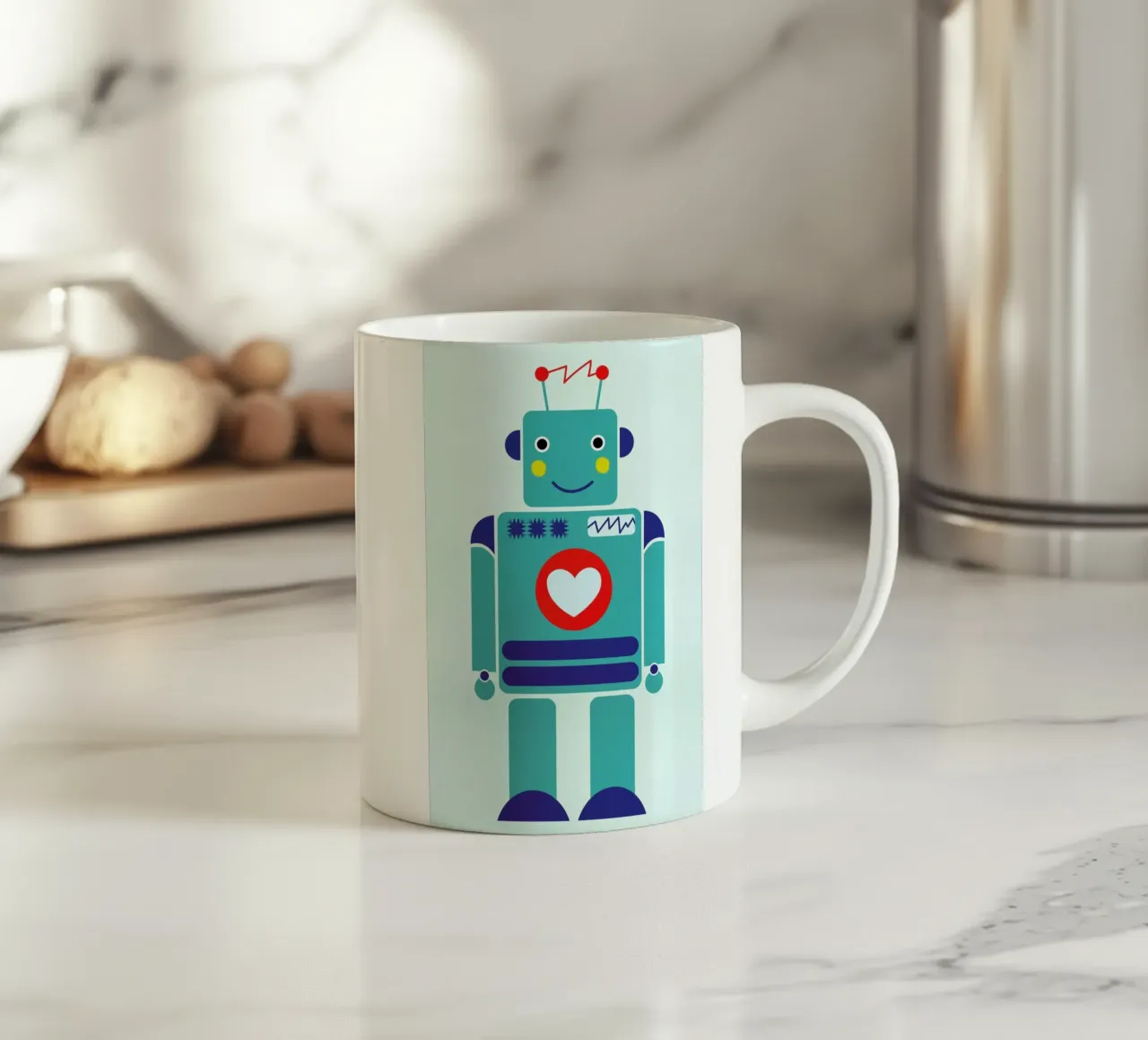 Robot with a Heart mug en céramique de Little Flourishes