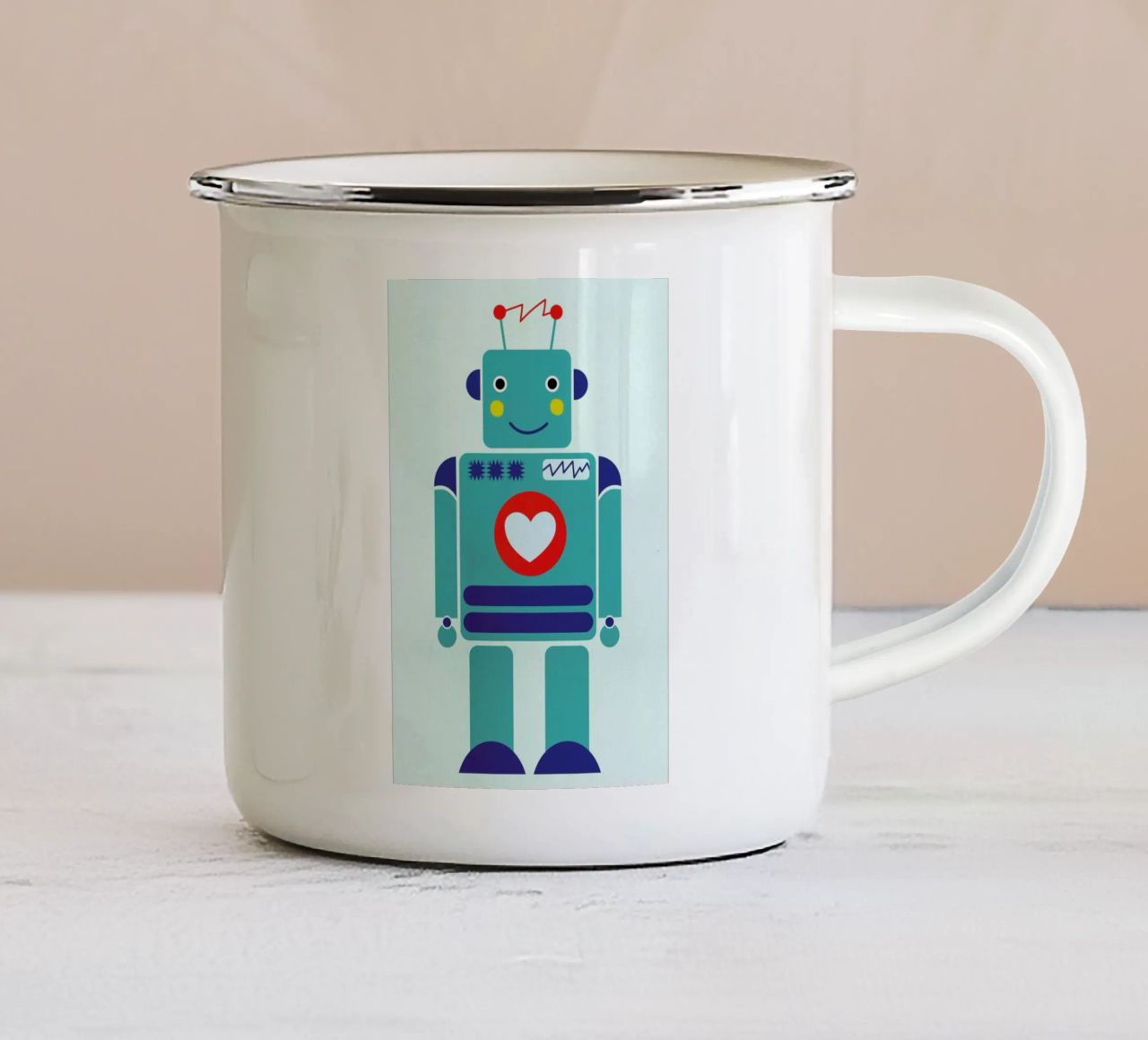Robot with a Heart tazza in smalto da Little Flourishes