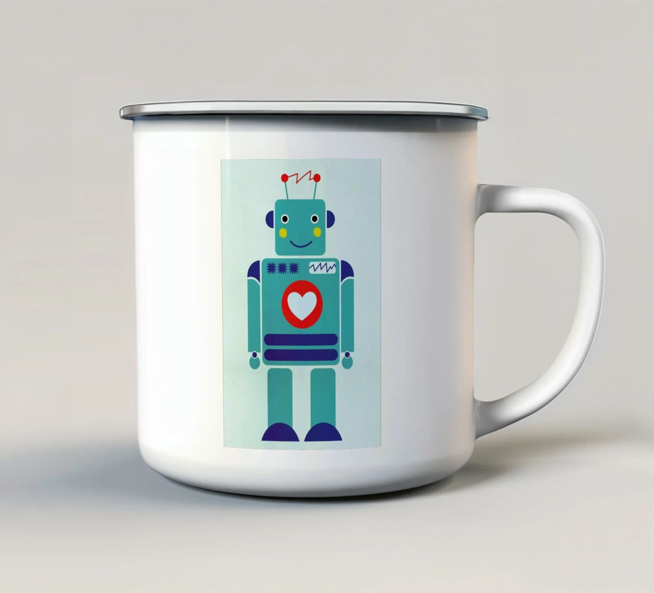 Robot with a Heart tazza in smalto da Little Flourishes