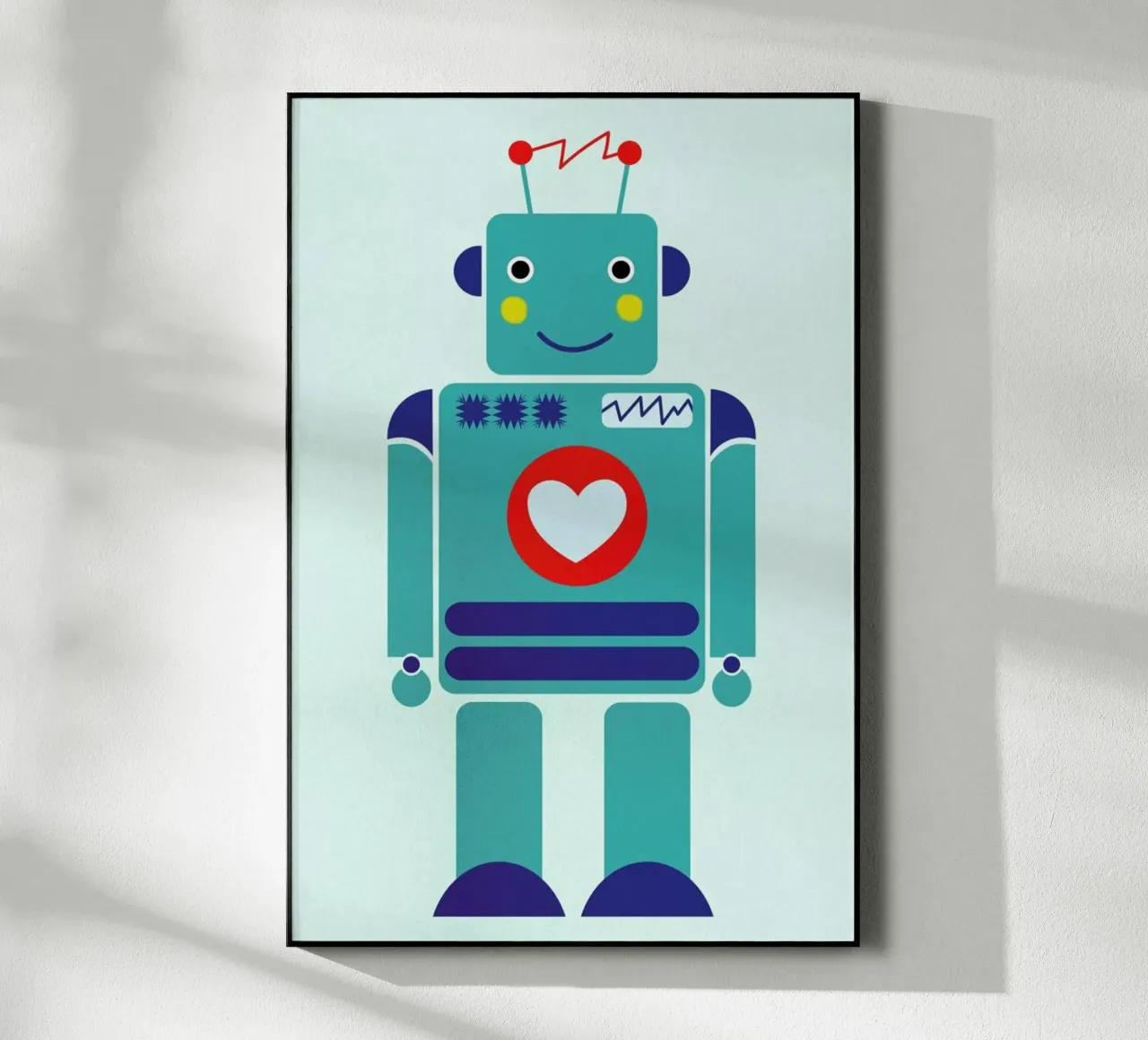 Robot with a Heart acryl van Little Flourishes