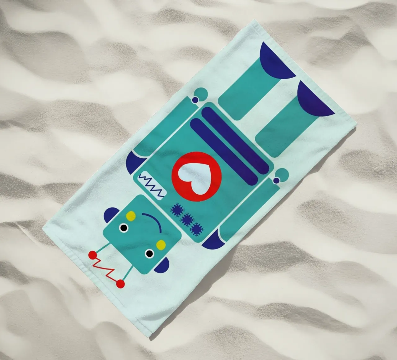 Robot with a Heart Strandtuch von Little Flourishes