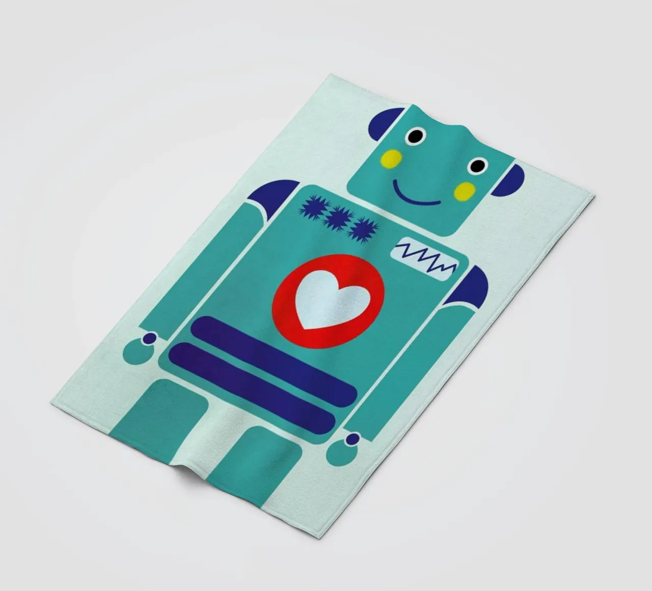 Robot with a Heart fleece blanket by Little Flourishes
