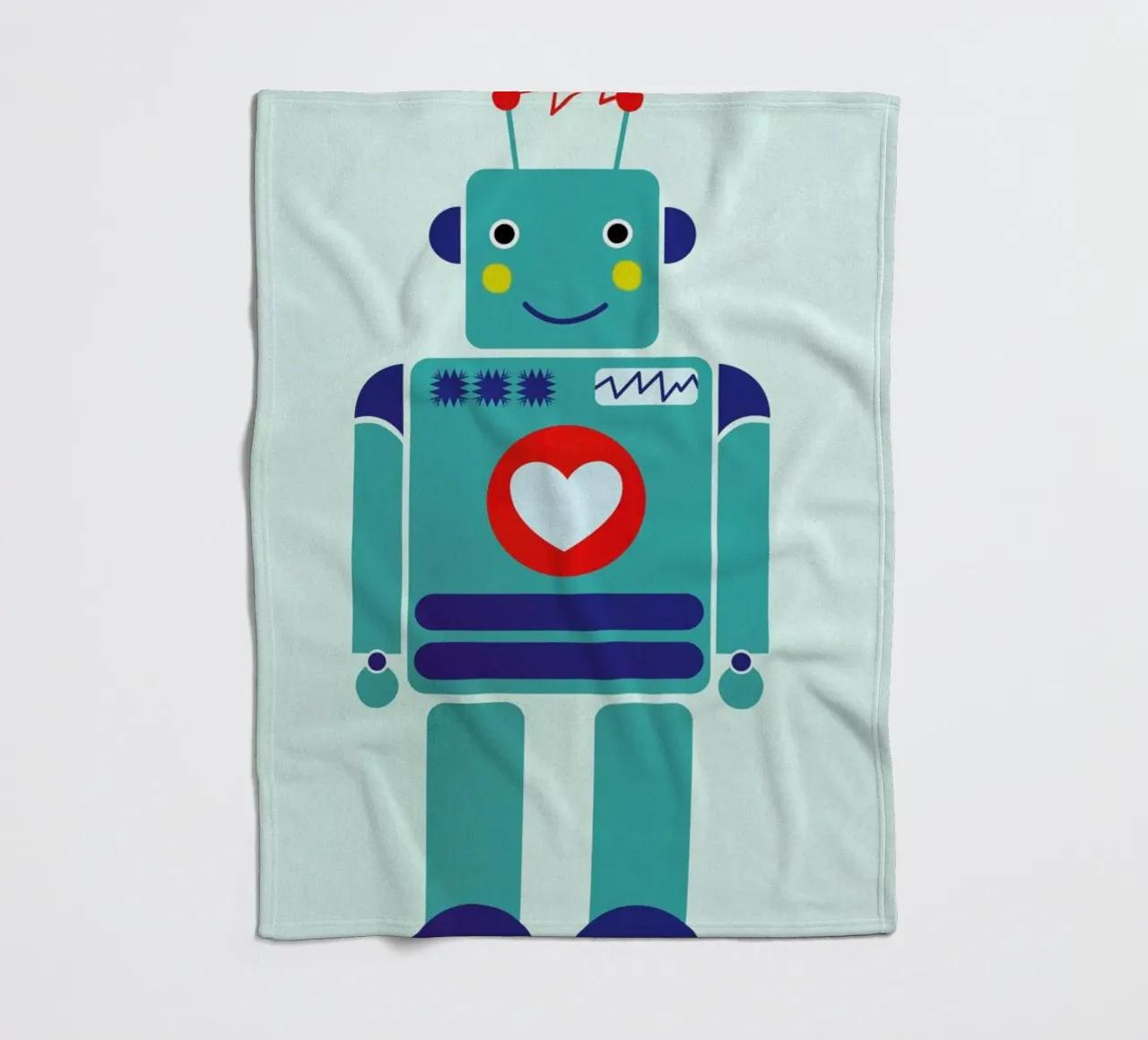 Robot with a Heart fleece blanket by Little Flourishes