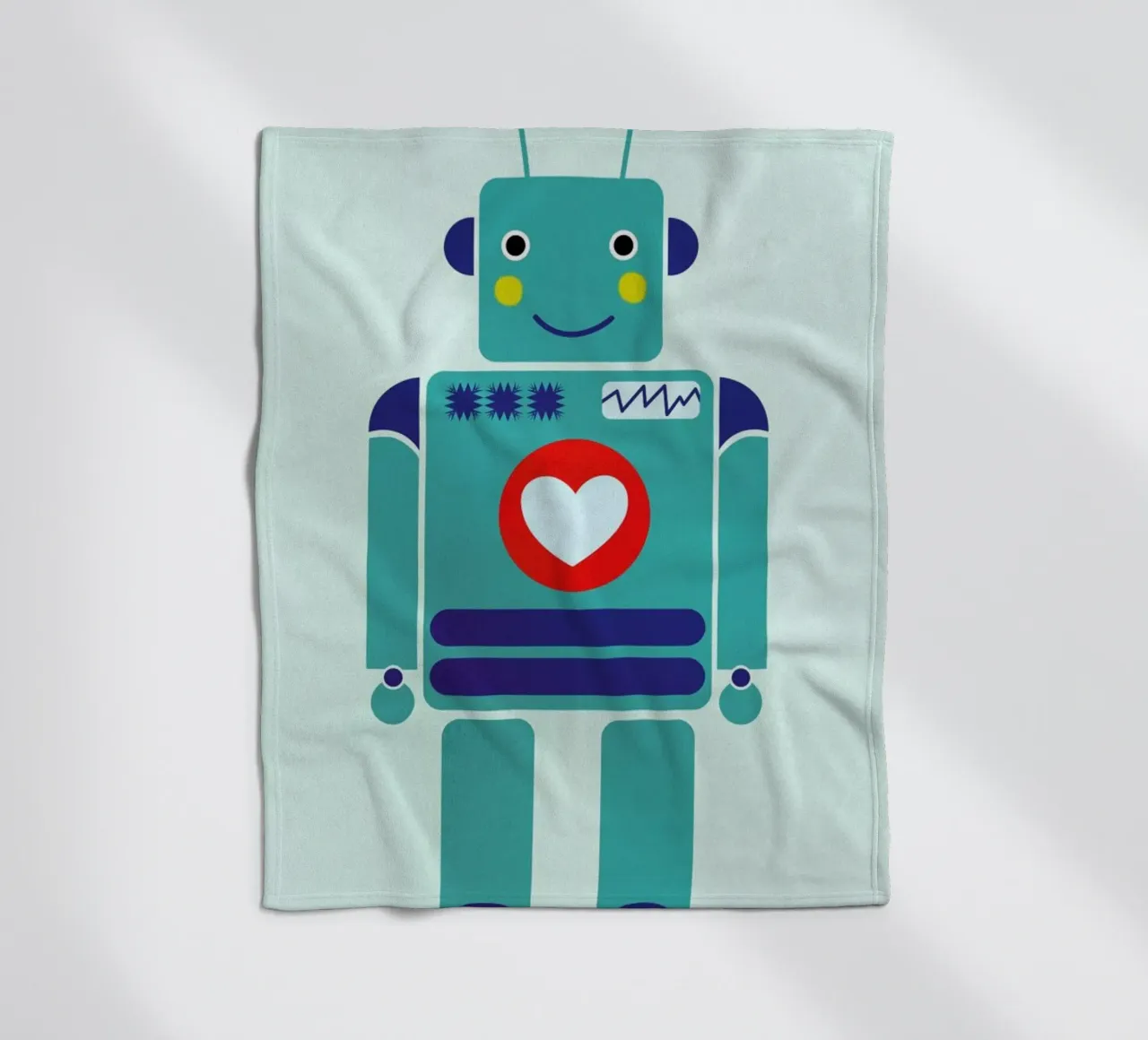 Robot with a Heart fleece blanket by Little Flourishes