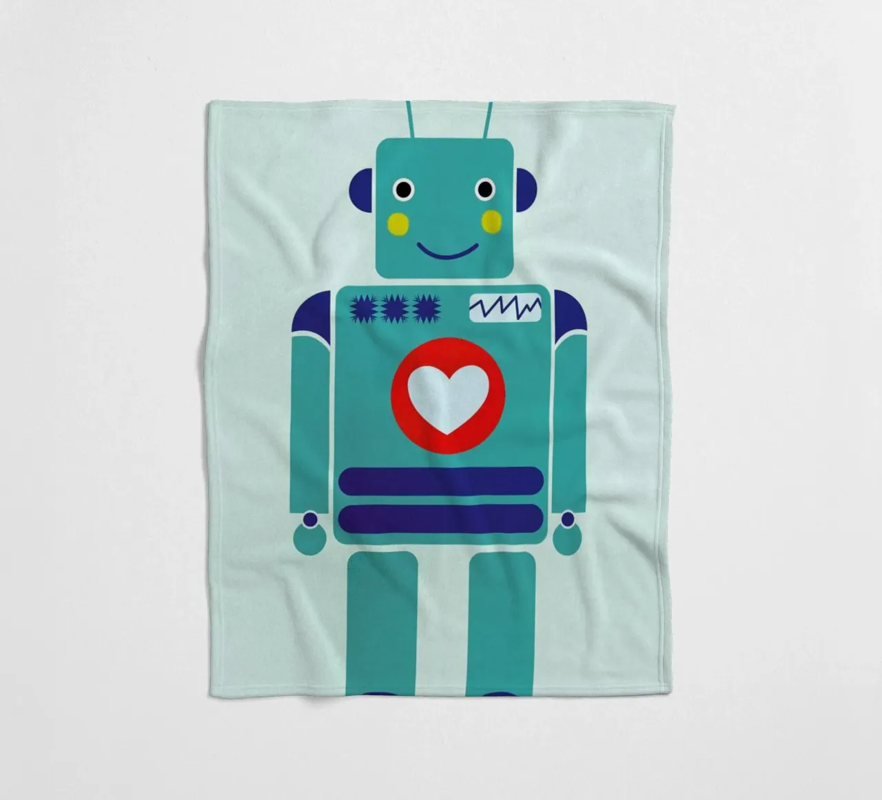 Robot with a Heart fleece blanket by Little Flourishes