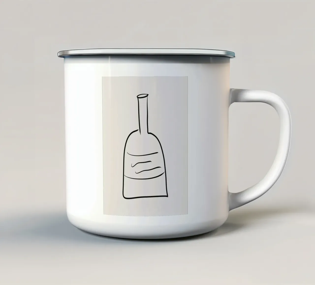 Bottiglia per bevande organica minimalista in linea nera e crema tazza in smalto da This Wild Soul - Illustration