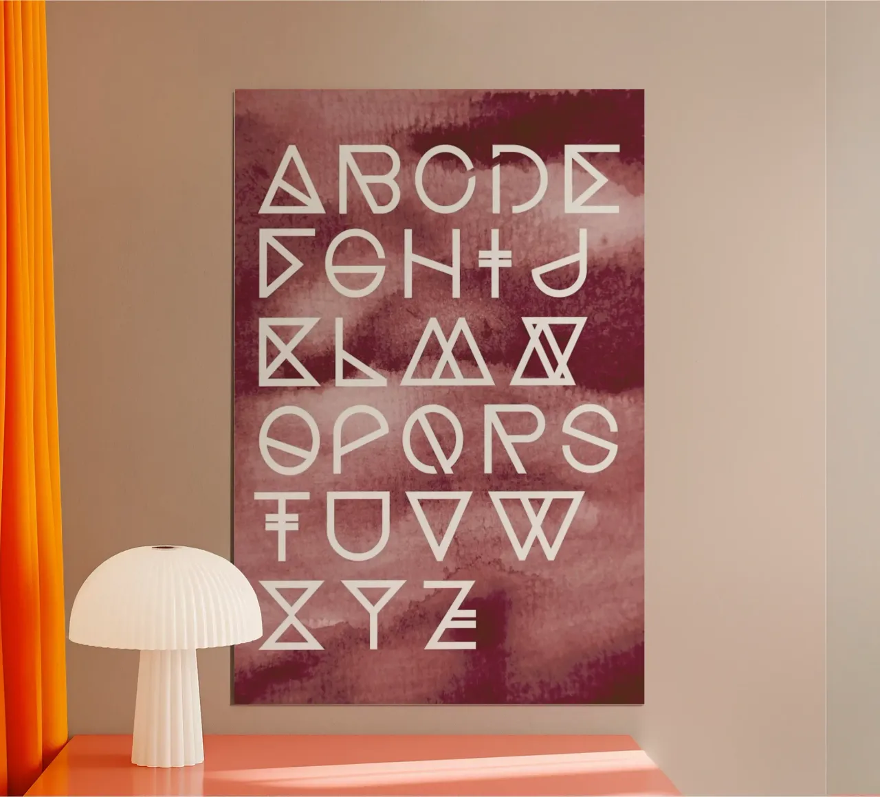 Geometrical ABC - Peach Aquarelle poster con telaio in legno da Studio Nahili