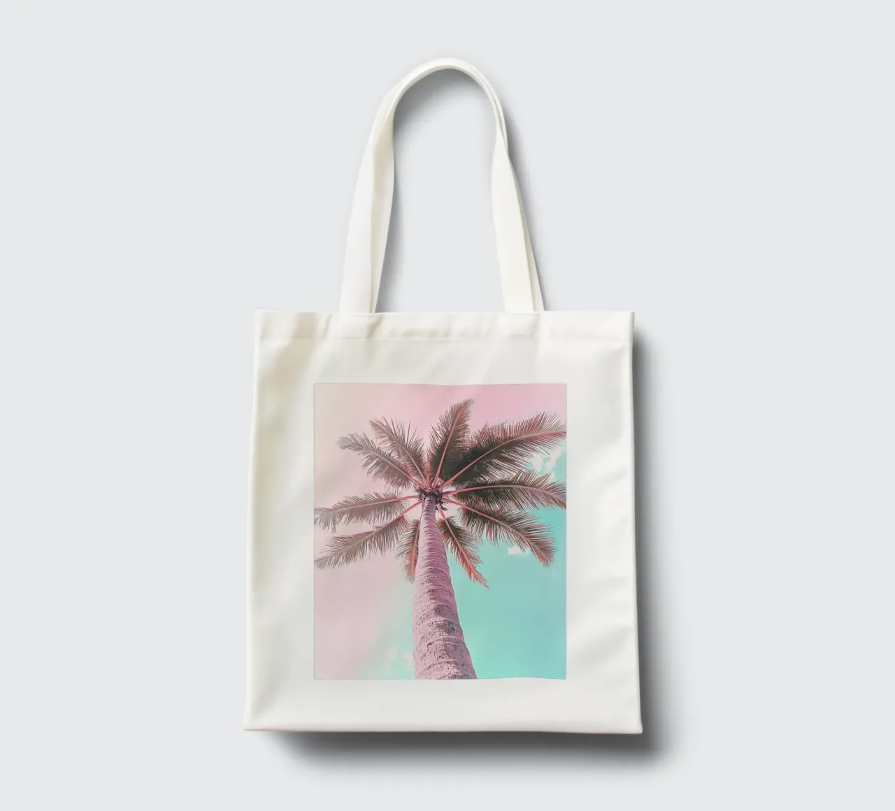 Pastel Palm Vibes tote bag by Carinaprint