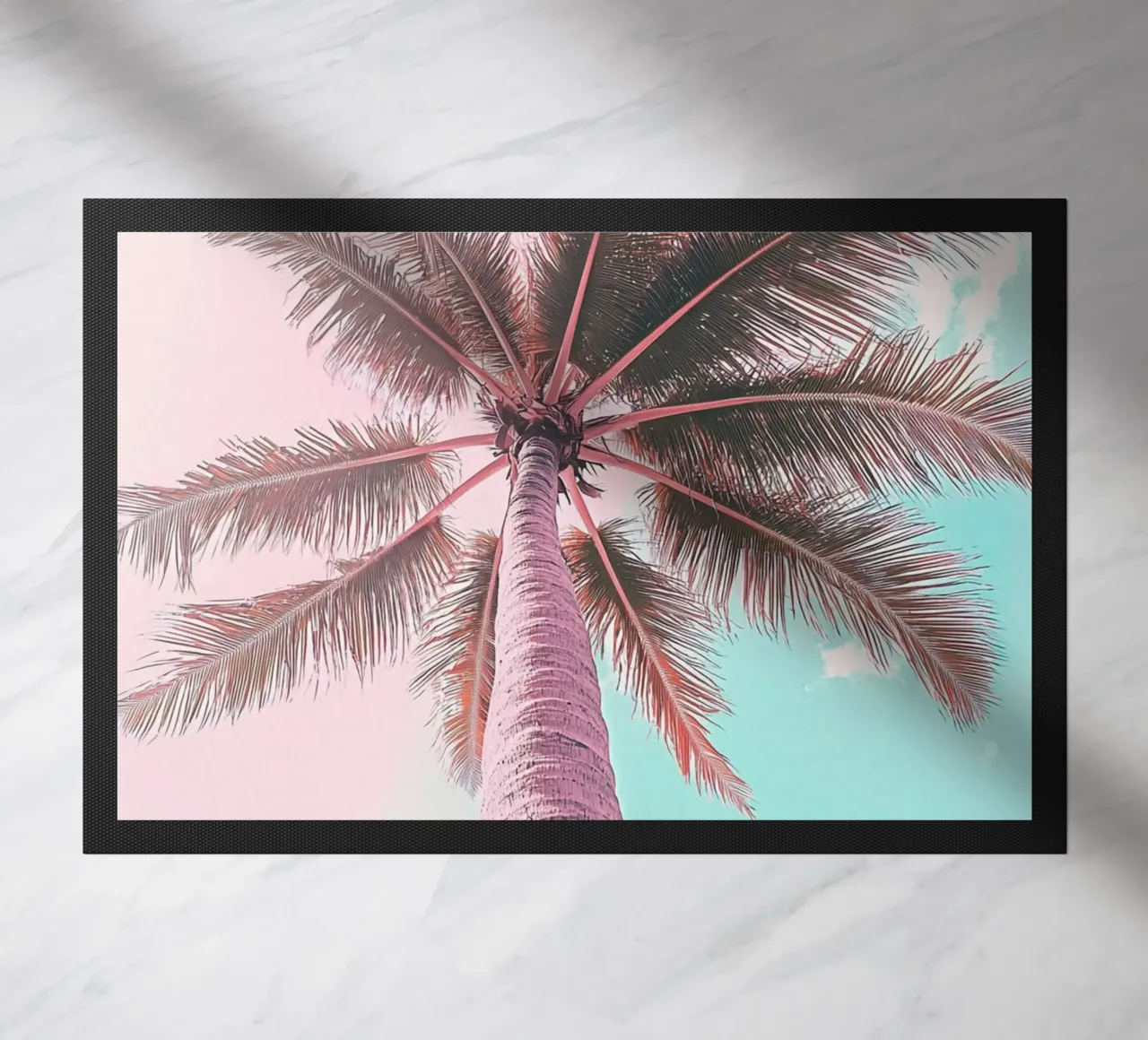 Pastel Palm Vibes doormat by Carinaprint