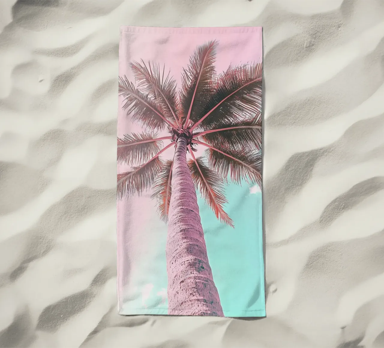 Pastel Palm Vibes beach towel by Carinaprint