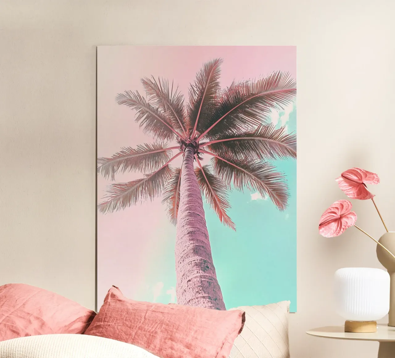 Pastellfarbene Palme Vibes Hahnemühle von Carinaprint