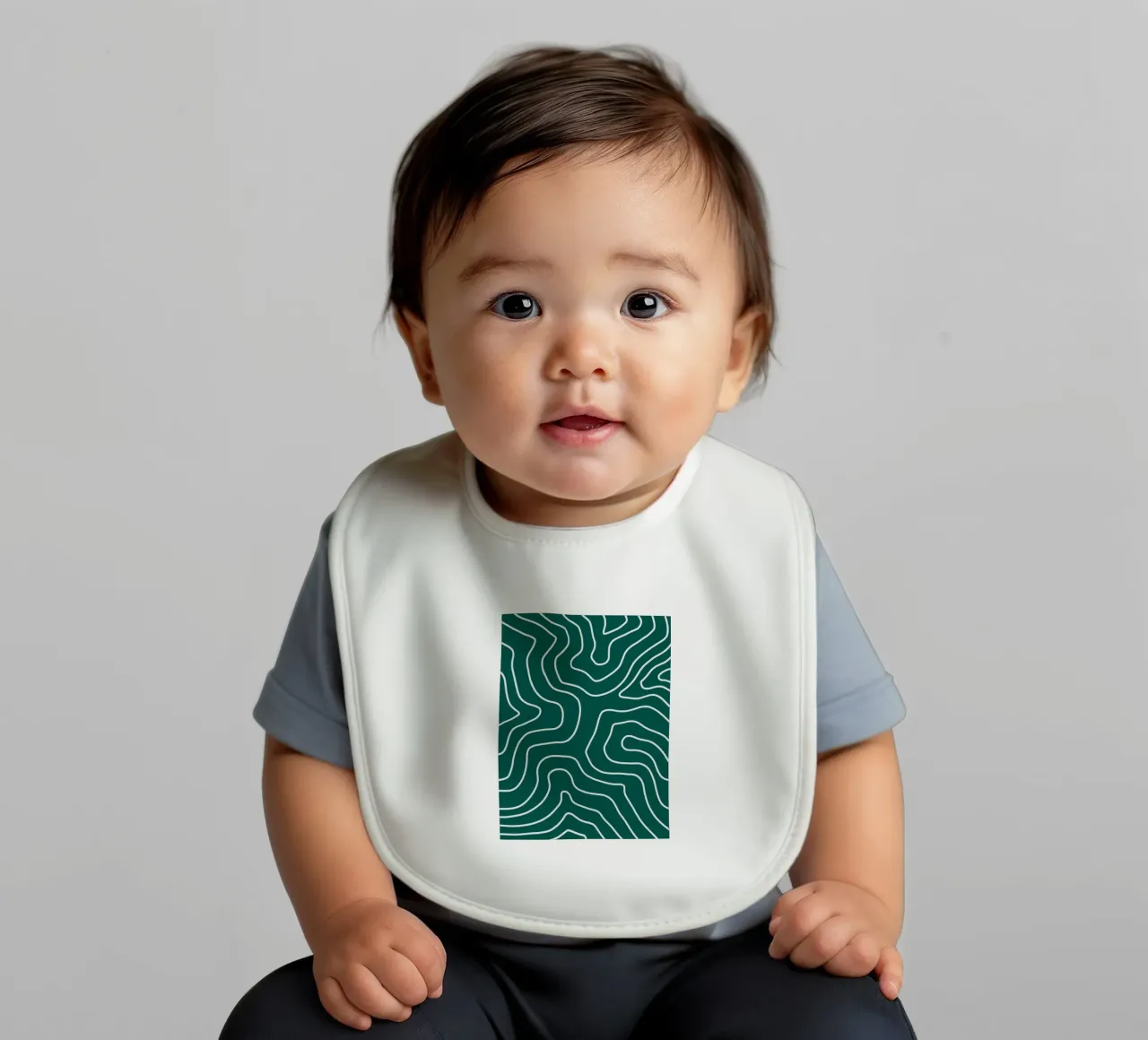 Minimalist White Lines baby bib by MODERN NUANCE