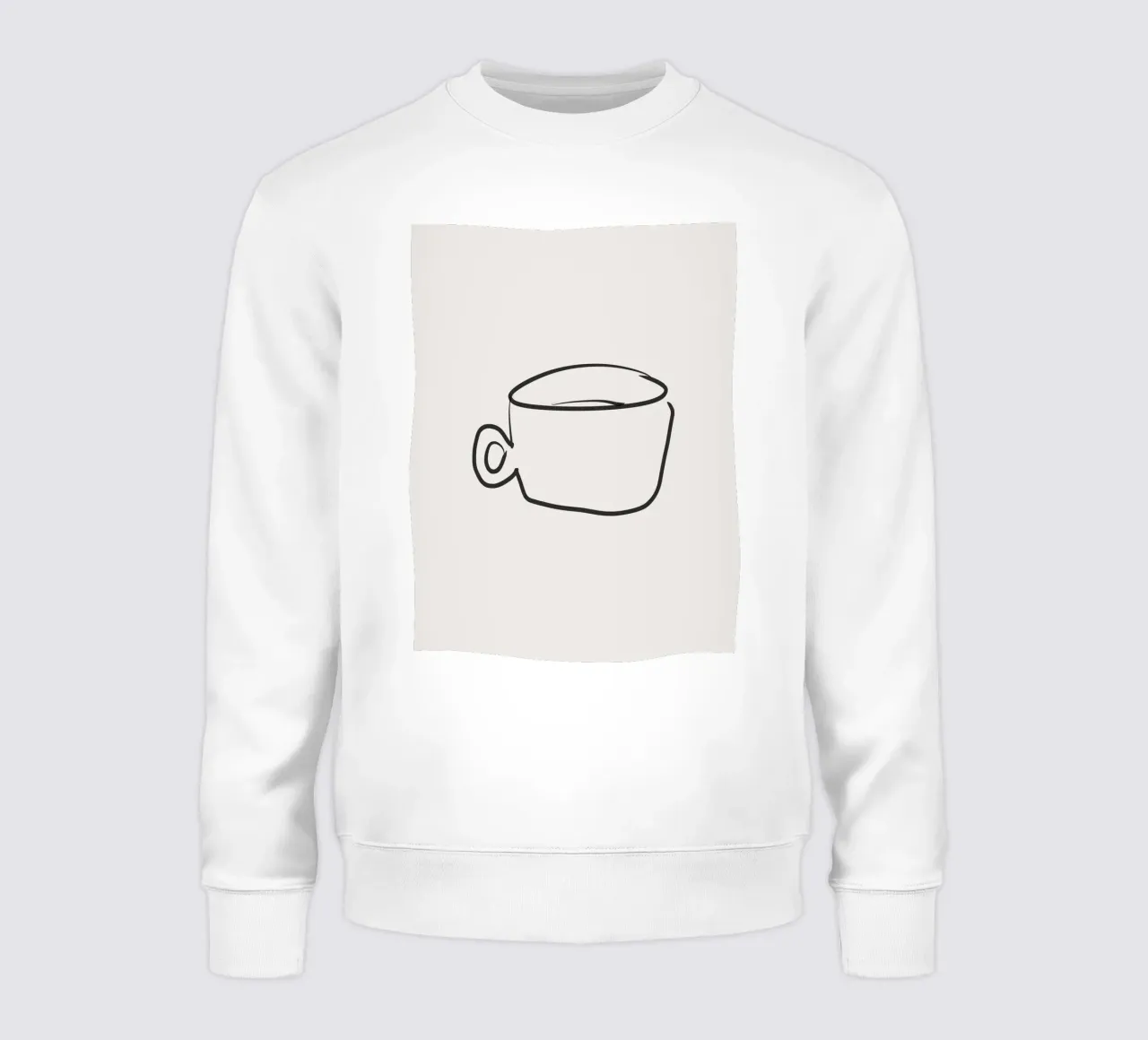 Tazza da caffè organica minimalista con linea nera su sfondo beige felpa da This Wild Soul - Illustration