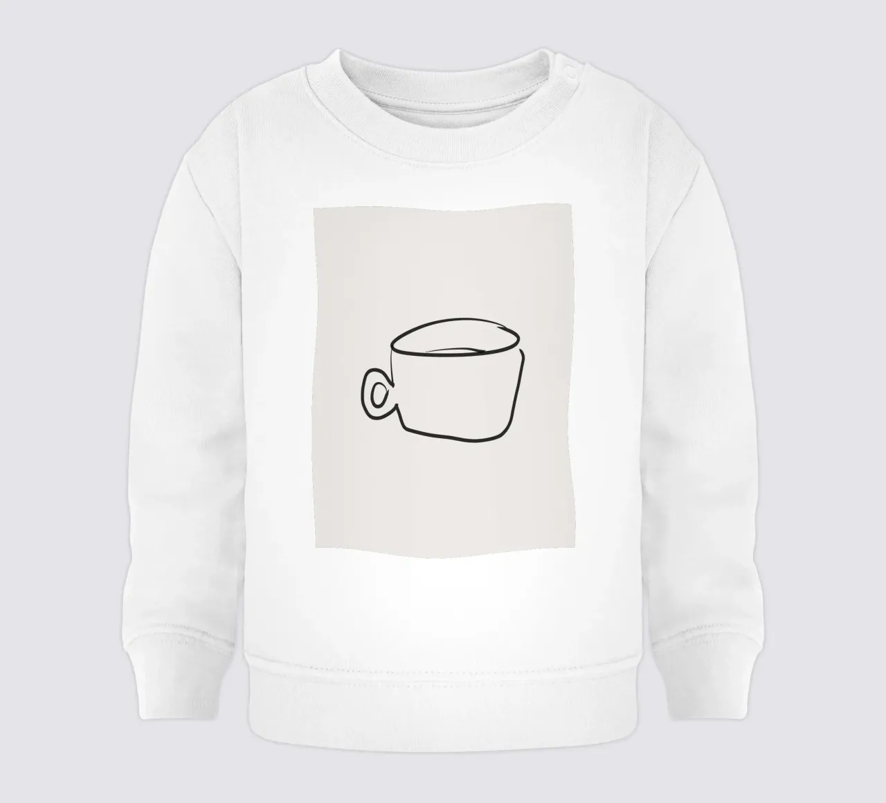 Tazza da caffè organica minimalista con linea nera su sfondo beige felpa neonato da This Wild Soul - Illustration