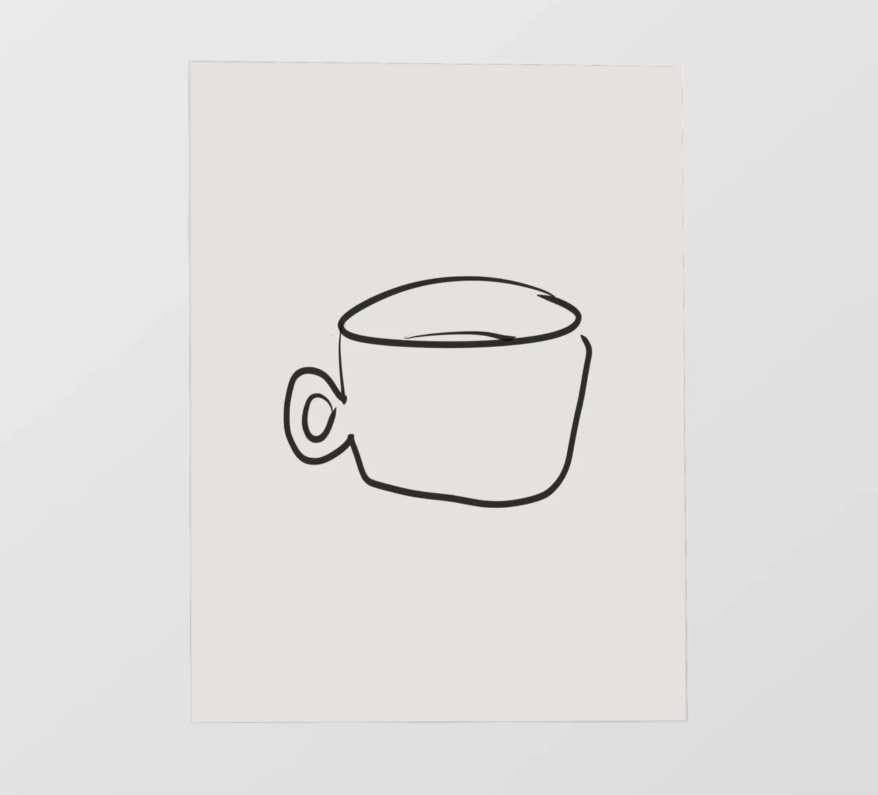 Tazza da caffè organica minimalista con linea nera su sfondo beige telo in pvc da This Wild Soul - Illustration
