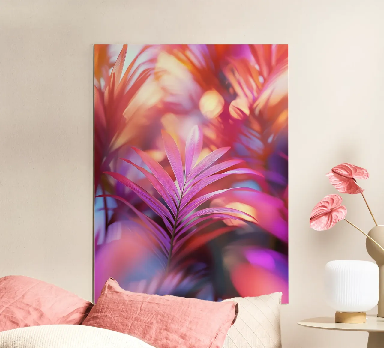 Foglie di palma in un gioco di luci poster da Carinaprint