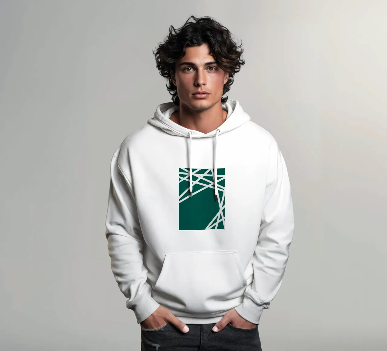 Linee bianche minimaliste felpa con cappuccio da MODERN NUANCE