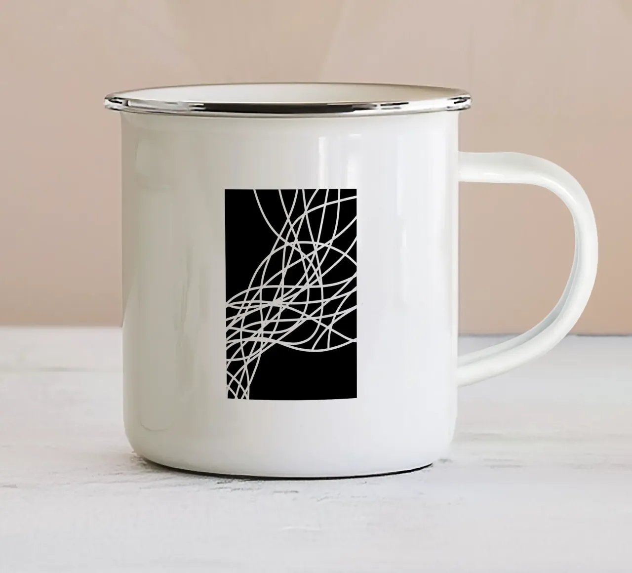 Linee bianche minimaliste tazza in smalto da MODERN NUANCE