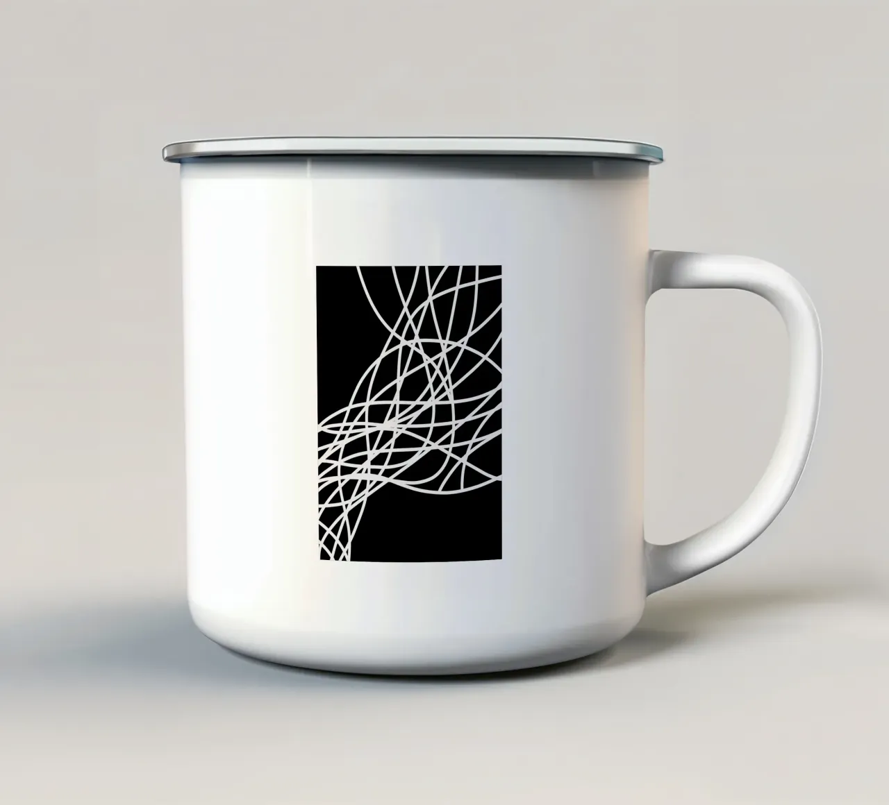 Linee bianche minimaliste tazza in smalto da MODERN NUANCE