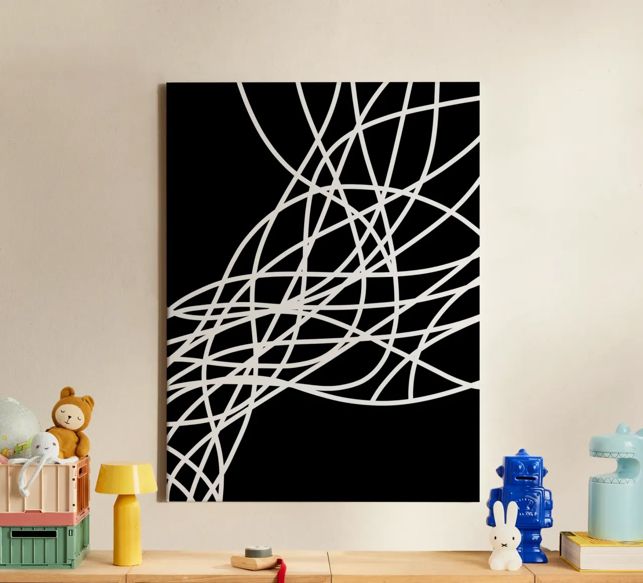 Linee bianche minimaliste tela da MODERN NUANCE