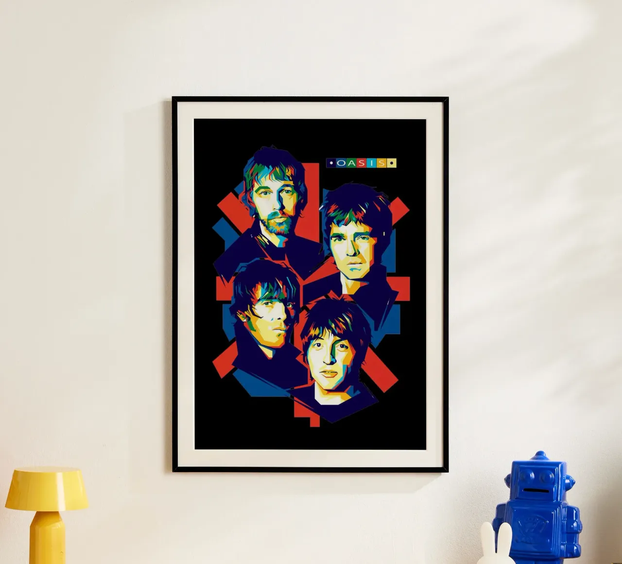 Oasis Band Pop art poster con telaio in alluminio da avissta