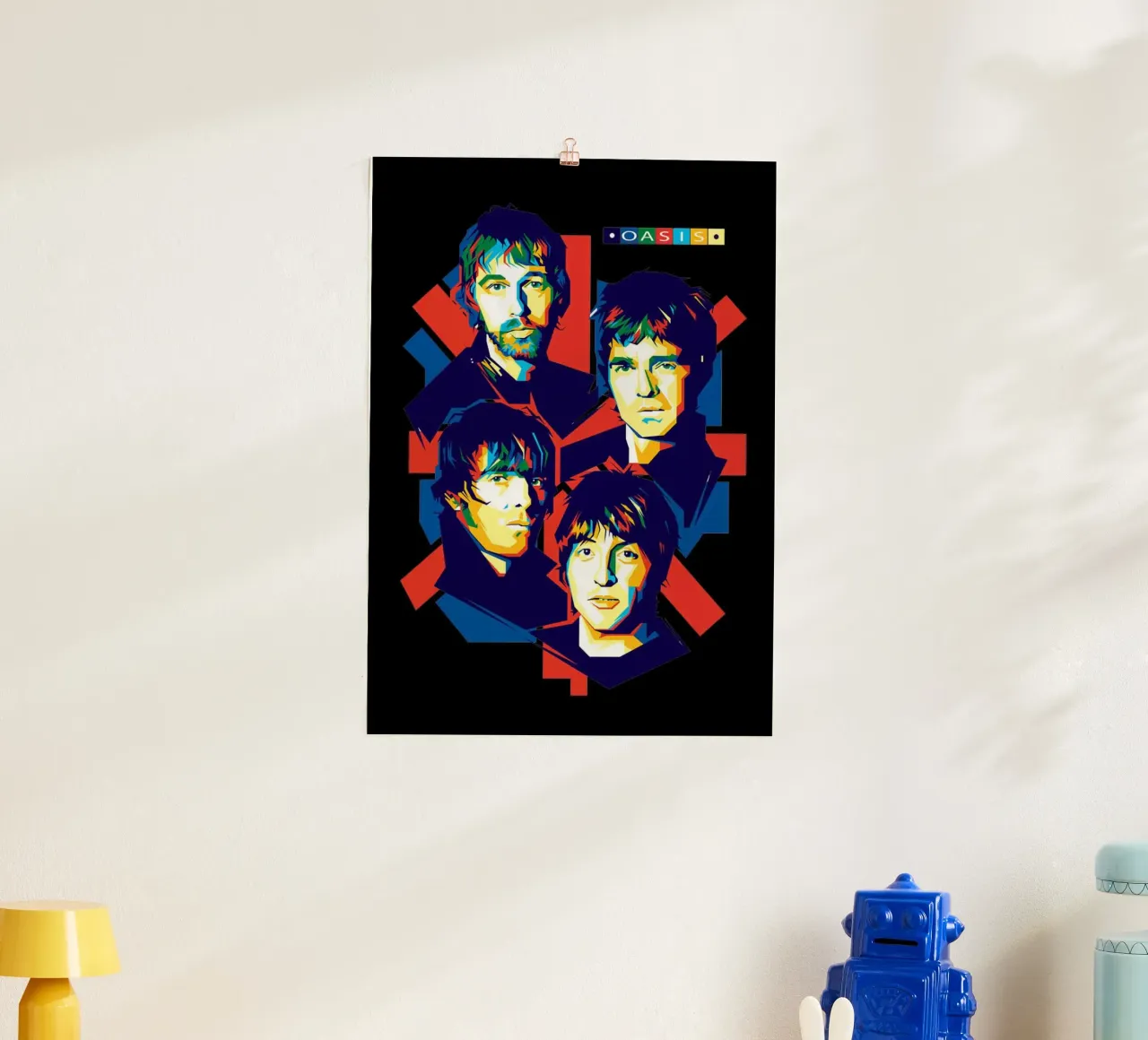 Oasis Band Pop art poster con telaio in alluminio da avissta