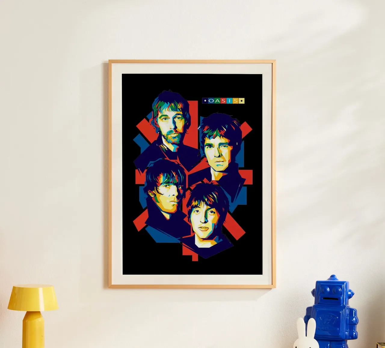 Oasis Band Pop art poster con telaio in alluminio da avissta