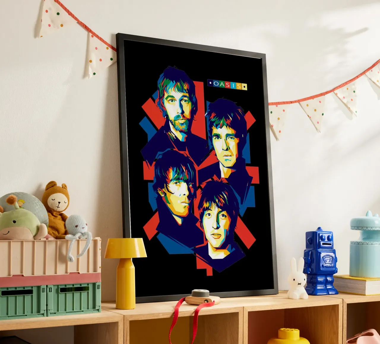 Oasis Band Pop art poster con telaio in alluminio da avissta