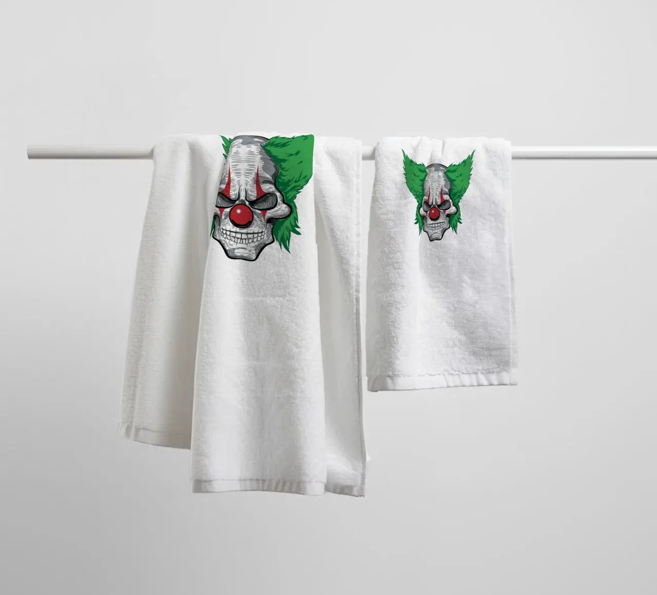 Clown Skull Face Art towel by nirwanaart