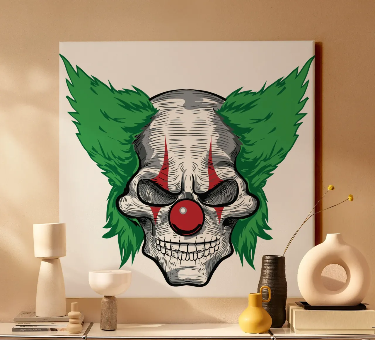 Clown Schedel Gezichtskunst canvas met Baklijst van nirwanaart