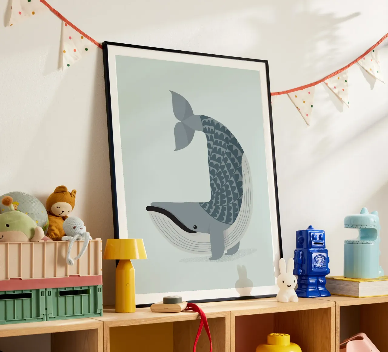 Balenottera azzurra stravagante poster da The Printed Sparrow
