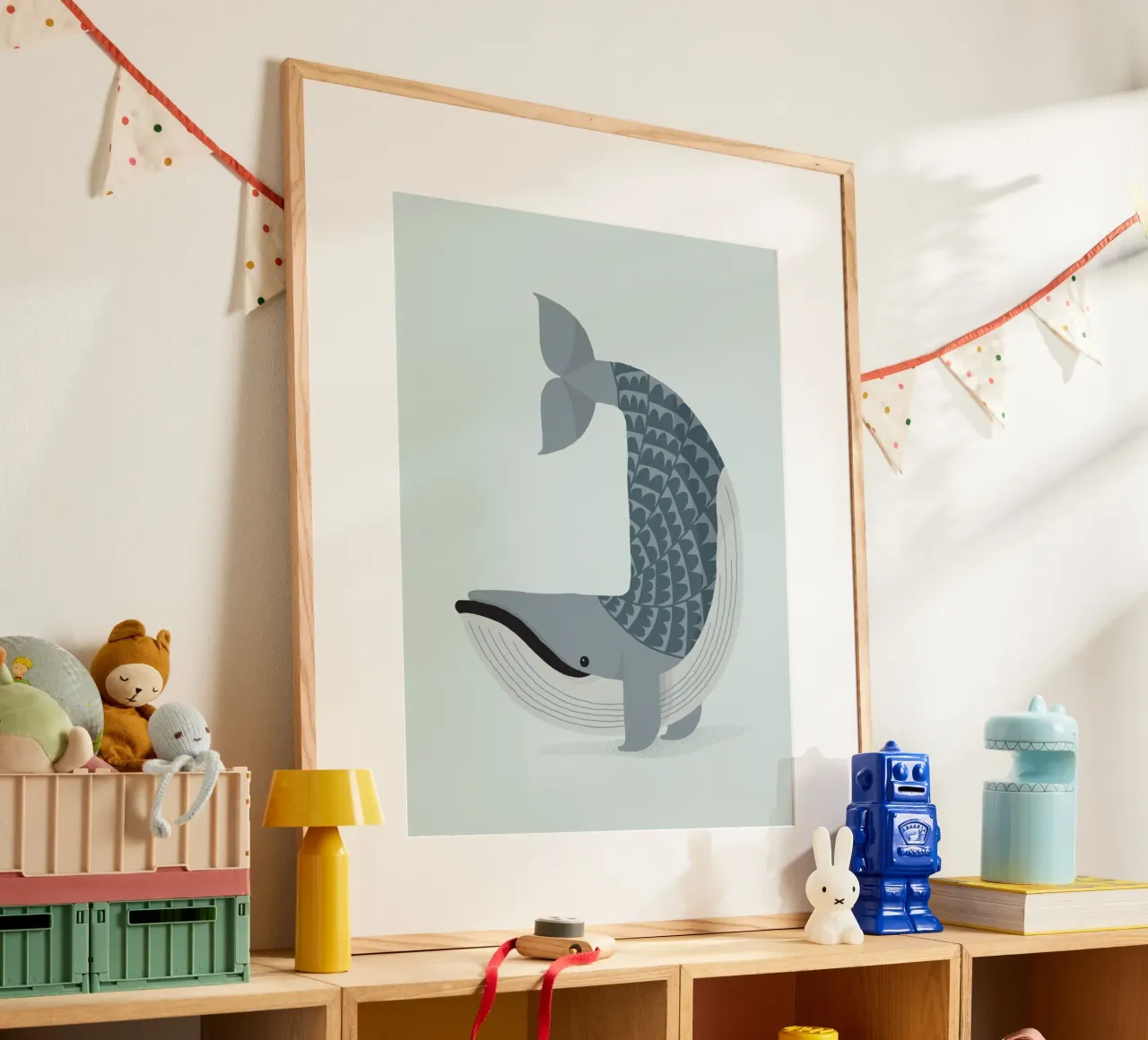 Balenottera azzurra stravagante poster da The Printed Sparrow