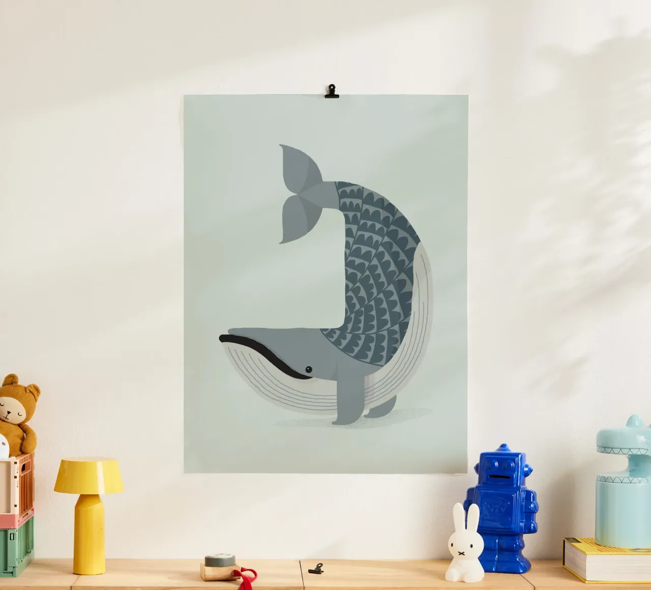 Balenottera azzurra stravagante poster da The Printed Sparrow