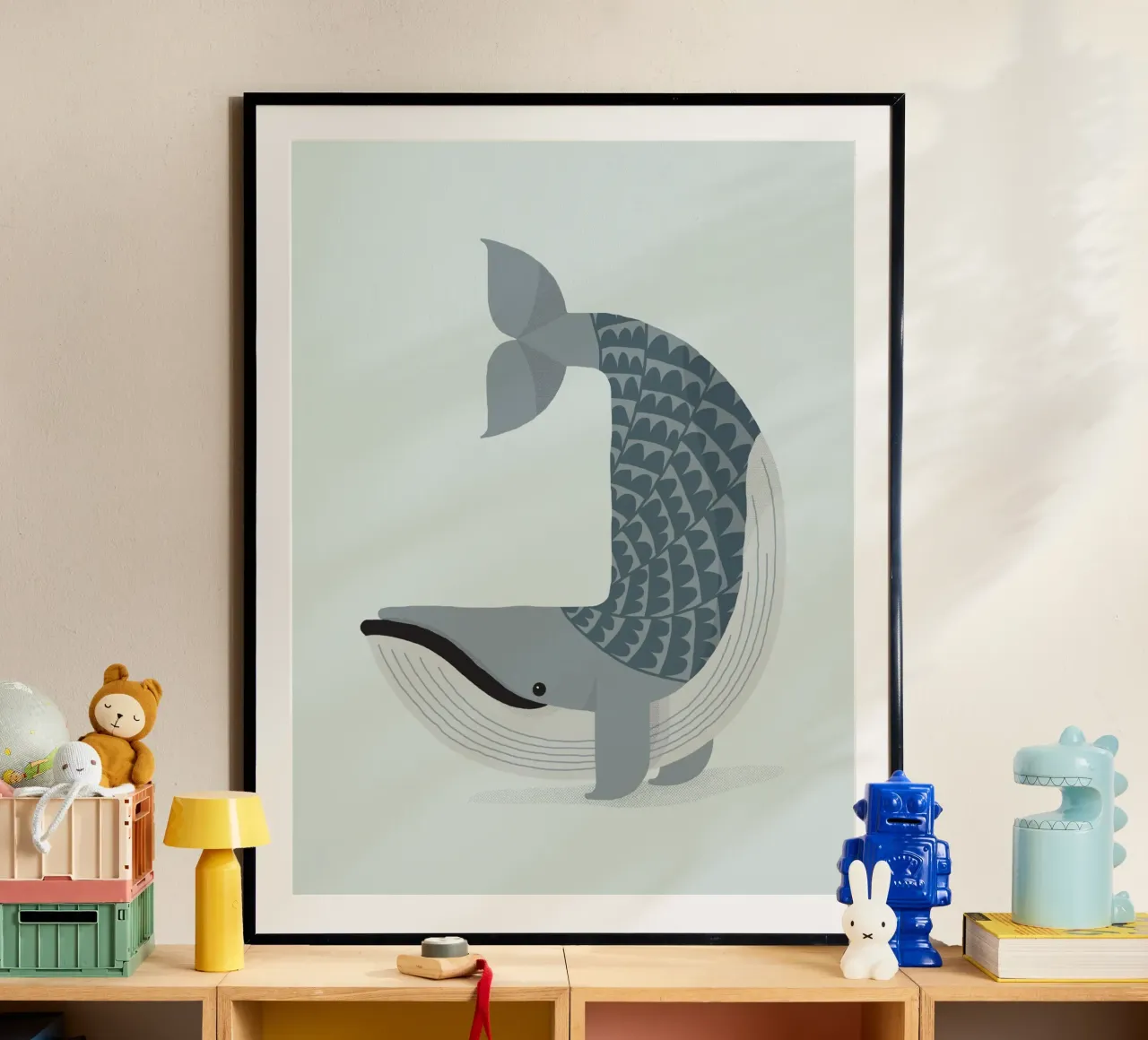 Balenottera azzurra stravagante poster da The Printed Sparrow