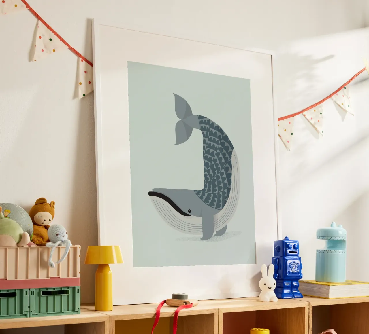 Balenottera azzurra stravagante poster da The Printed Sparrow