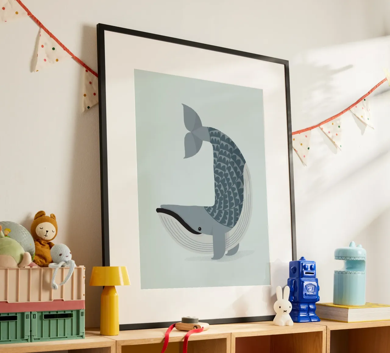 Balenottera azzurra stravagante poster da The Printed Sparrow